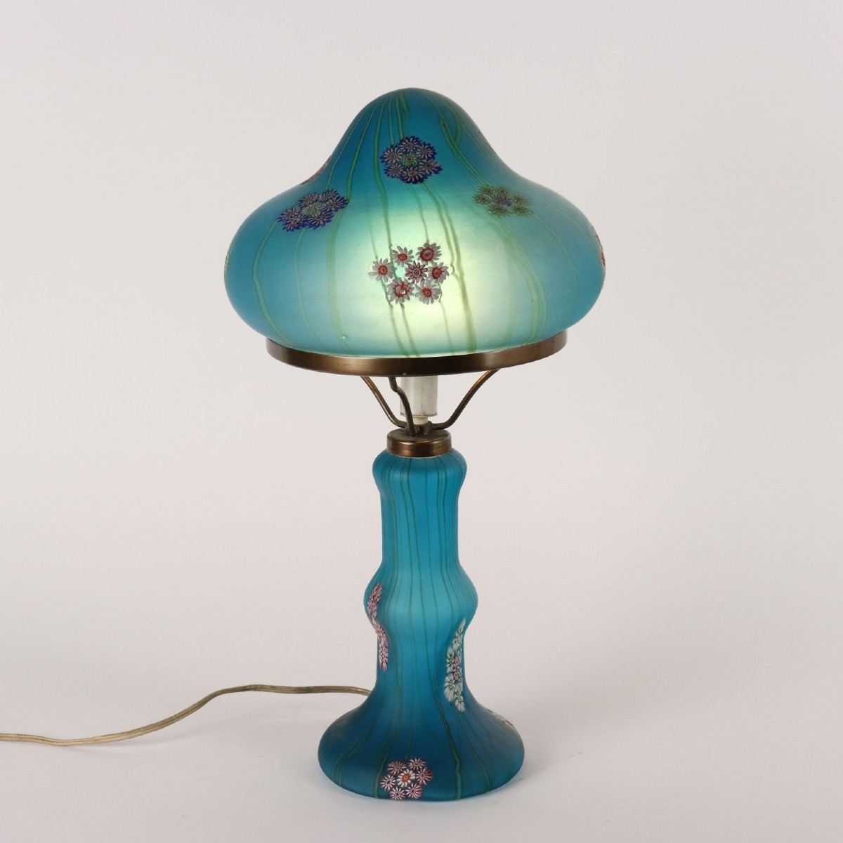 Vintage 1950s Table Lamp Millefiori By F.lli Toso Glass Italy