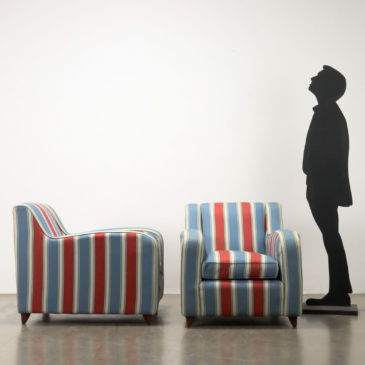 Vintage Armchairs Fabric Upholstery Italy 1950s-photo-2