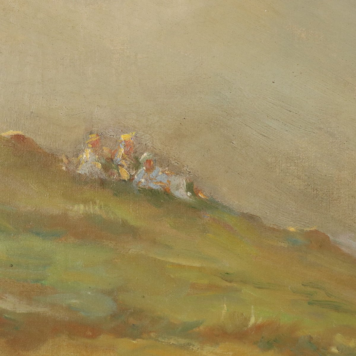 Modern Painting Landscape With Figures Oil On Canvas '800-'900-photo-2