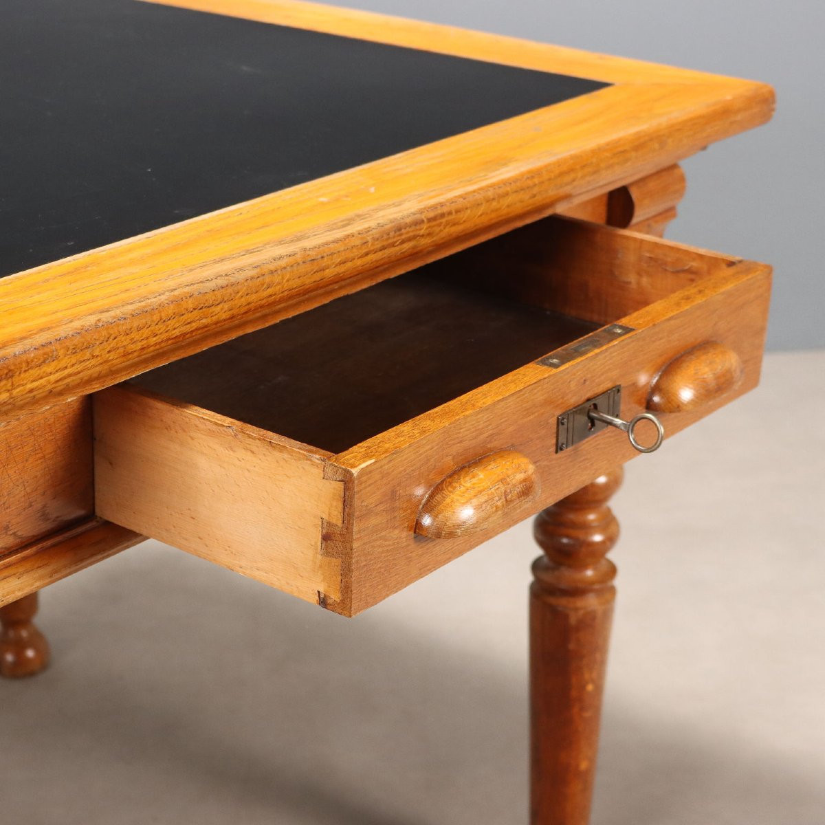 Bureau Ancien Chêne Laminé Noir Italie du XXe Siècle-photo-3