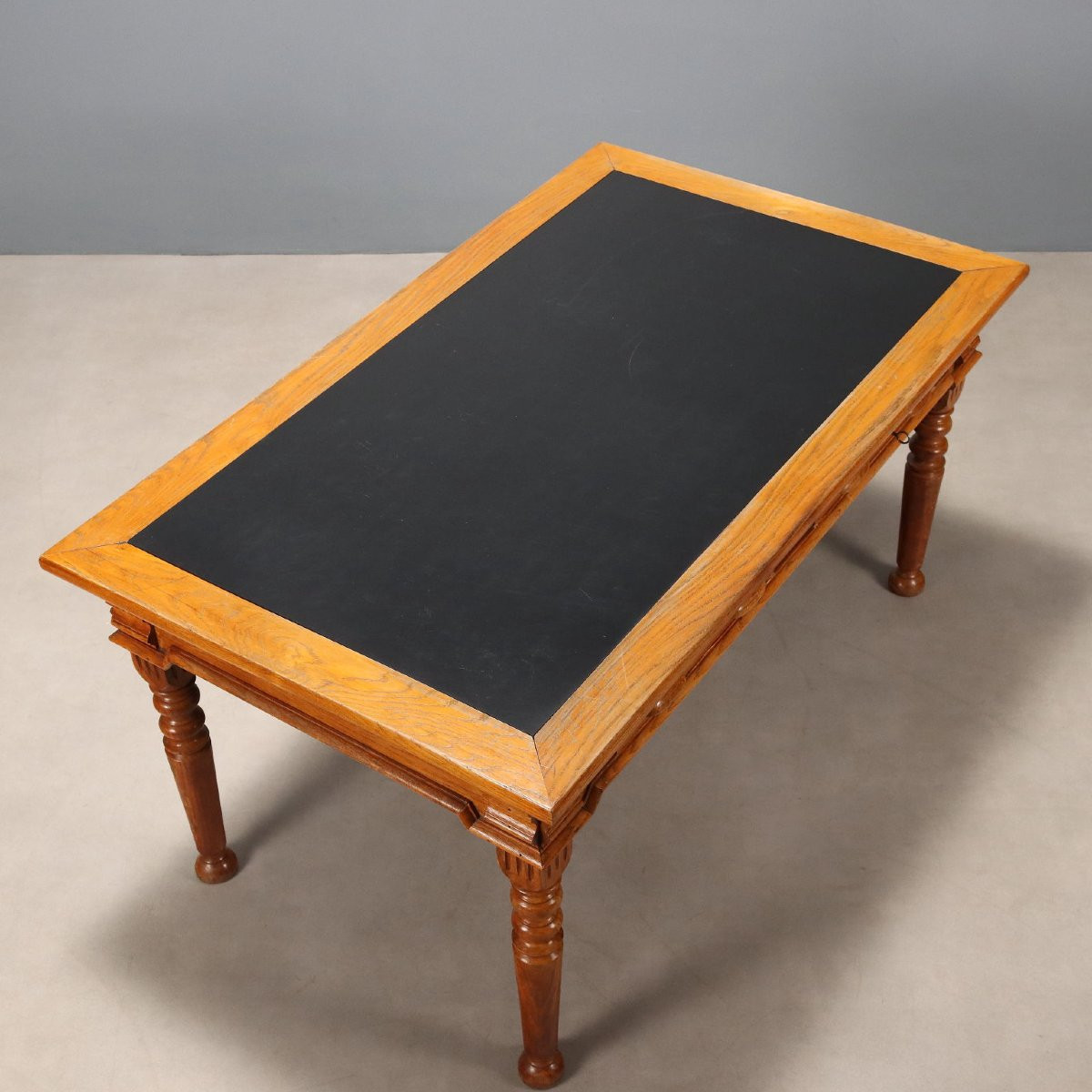 Bureau Ancien Chêne Laminé Noir Italie du XXe Siècle-photo-3