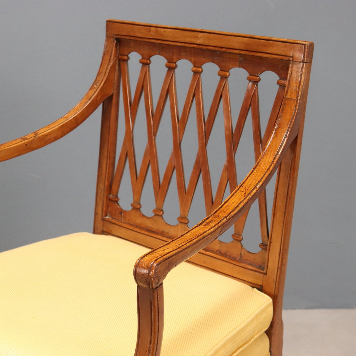 Antique Chairs Neoclassical Cherrywood Fabric XVIII Century-photo-4