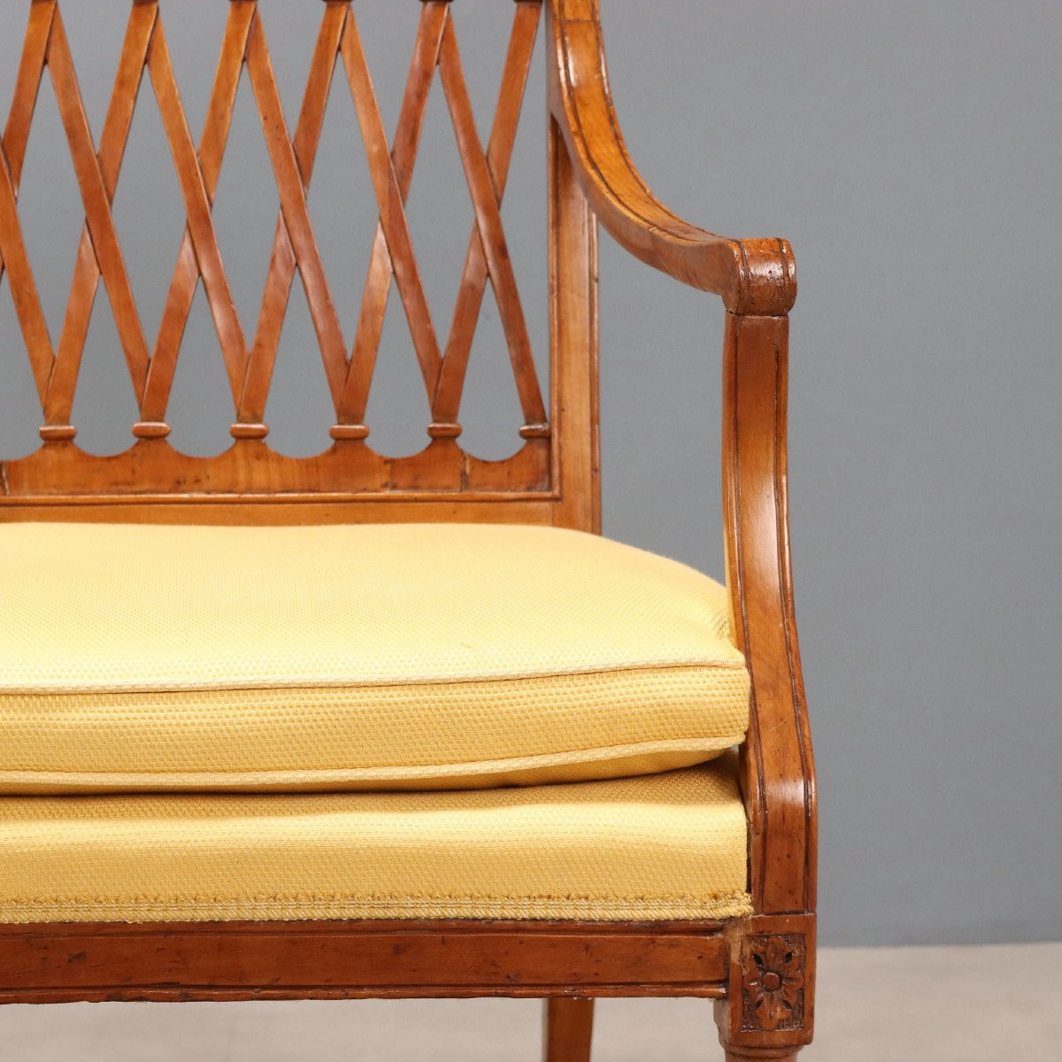 Antique Chairs Neoclassical Cherrywood Fabric XVIII Century-photo-1