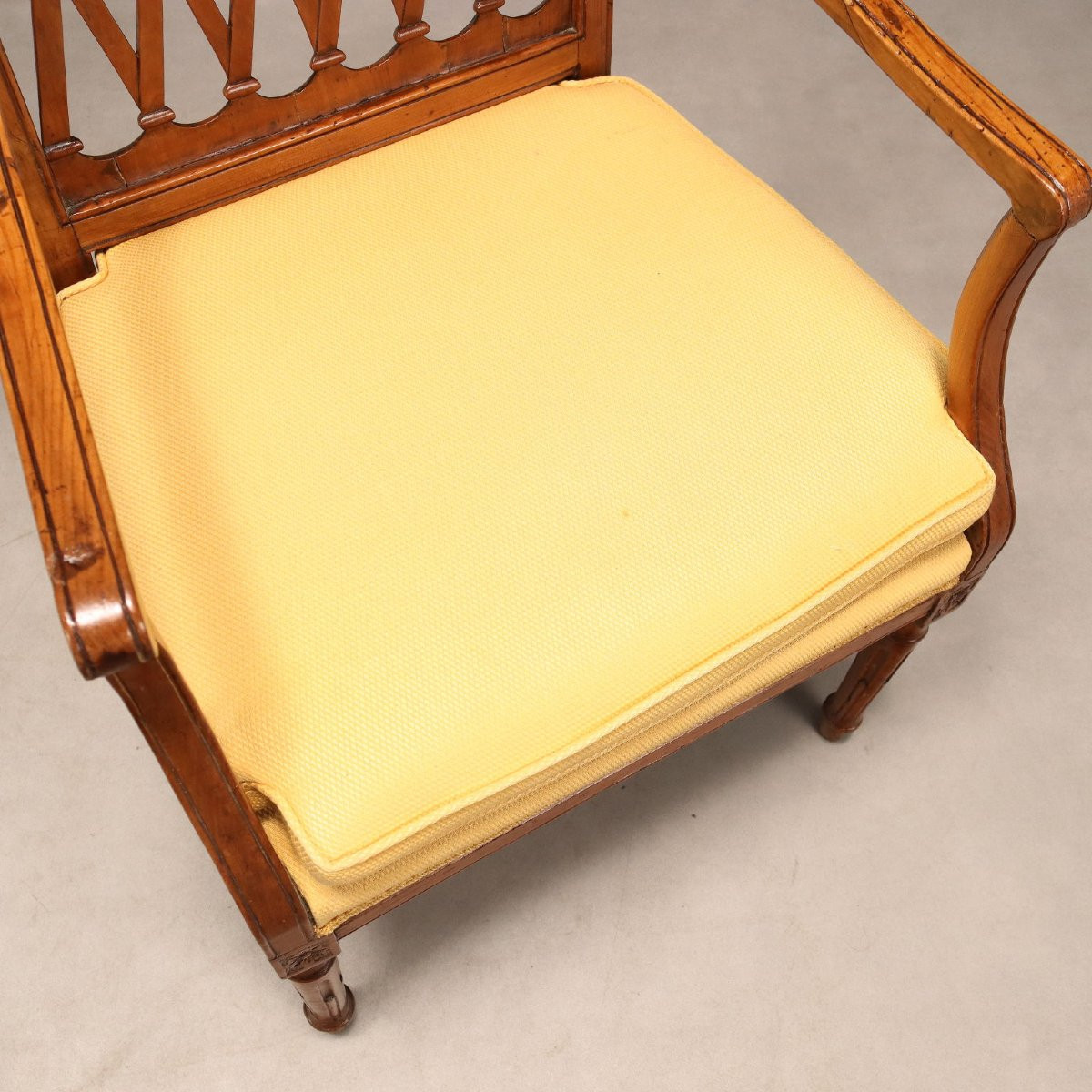 Antique Chairs Neoclassical Cherrywood Fabric XVIII Century-photo-3