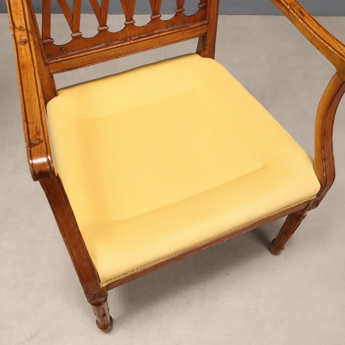 Antique Chairs Neoclassical Cherrywood Fabric XVIII Century-photo-4