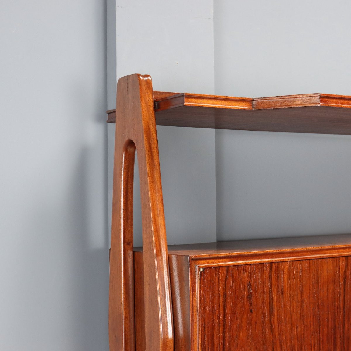 Meuble Mural Vintage Plaqué en Bois Exotiques Design Années 50-photo-3