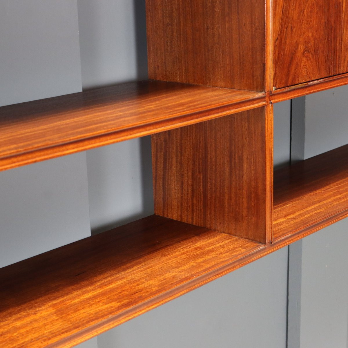 Meuble Mural Vintage Plaqué en Bois Exotiques Design Années 50-photo-5