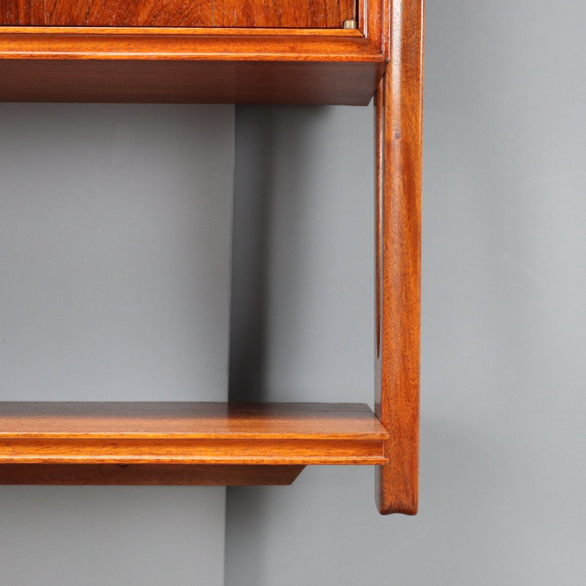 Meuble Mural Vintage Plaqué en Bois Exotiques Design Années 50-photo-8