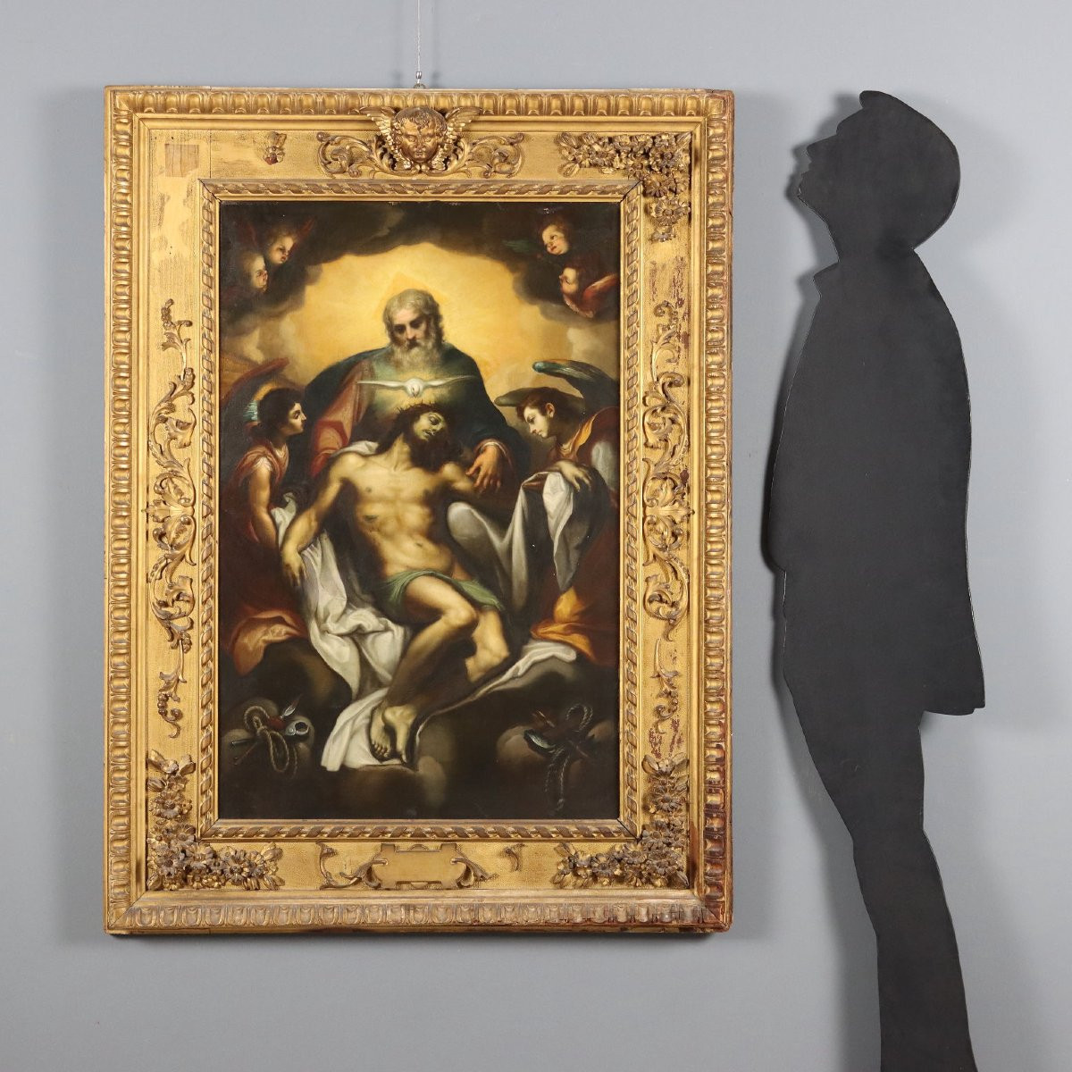 Tableau Ancien Copie par Ludovico Cardi Trinité Huile sur Toile '700-photo-3