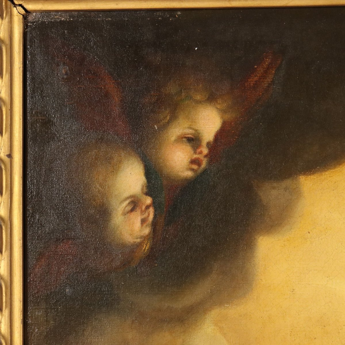 Tableau Ancien Copie par Ludovico Cardi Trinité Huile sur Toile '700-photo-8