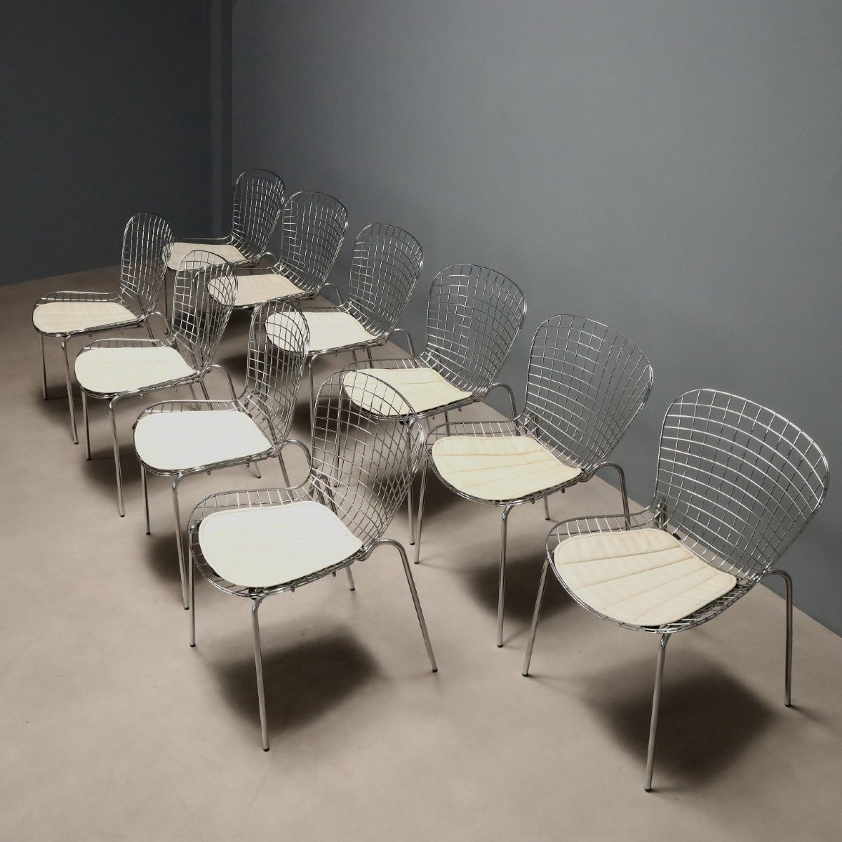 Dix Chaises Vintage  Design Italie des Années 1960-photo-3