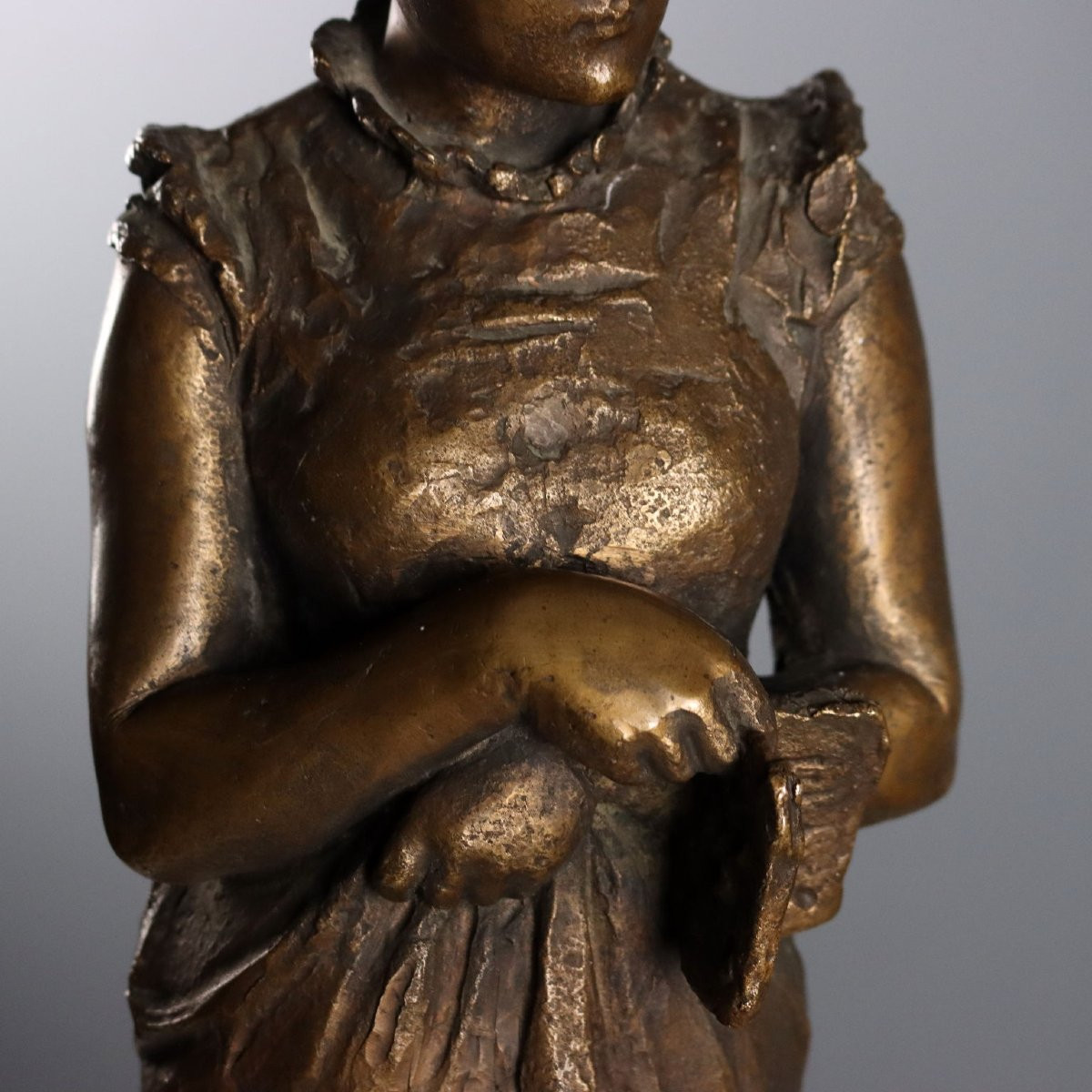 Femme au Livre Sculpture Signé Felice Bialetti Italie XIXe Siècle-photo-4
