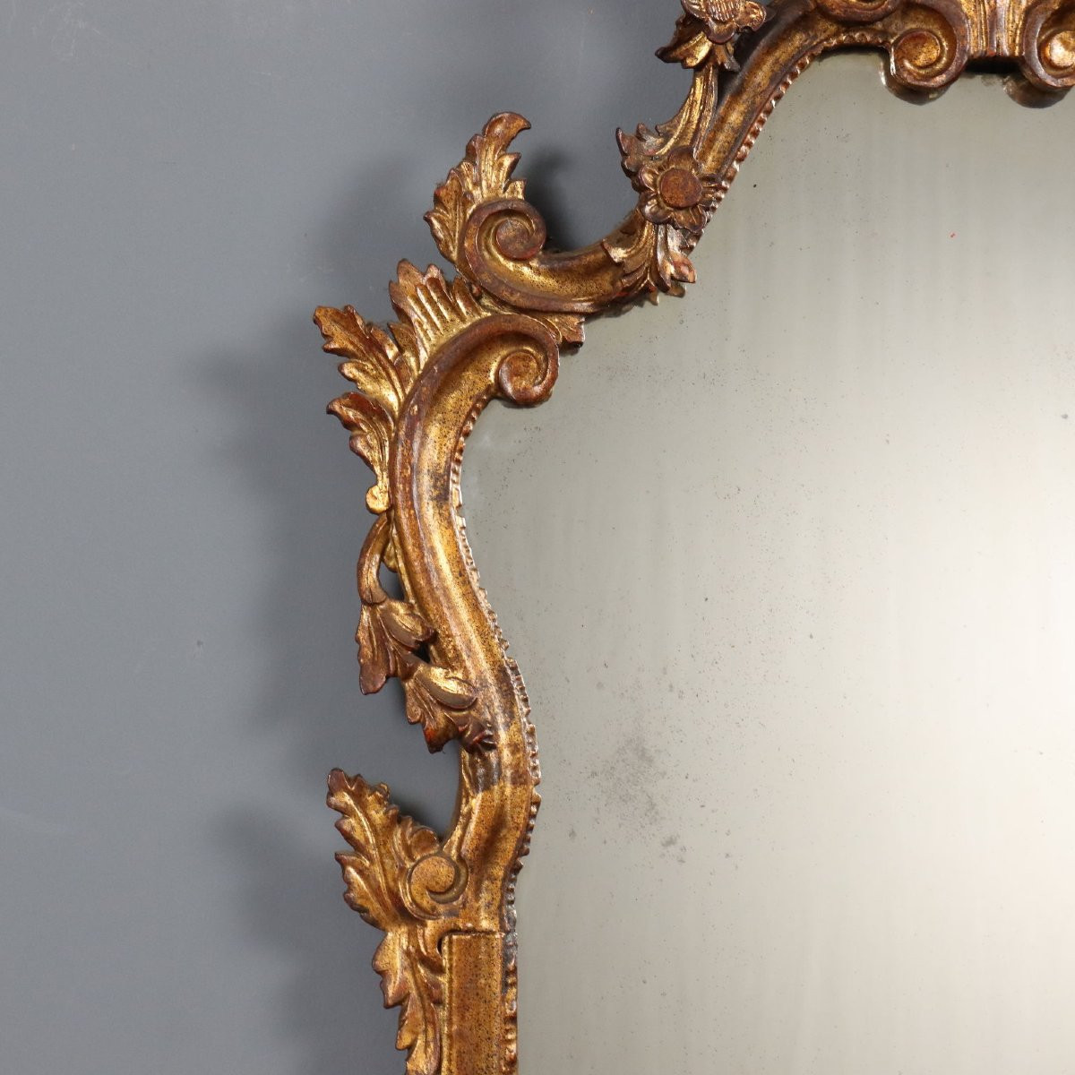 Miroir Ancien Bois Sculpté Doré Italie XXe Siècle-photo-4