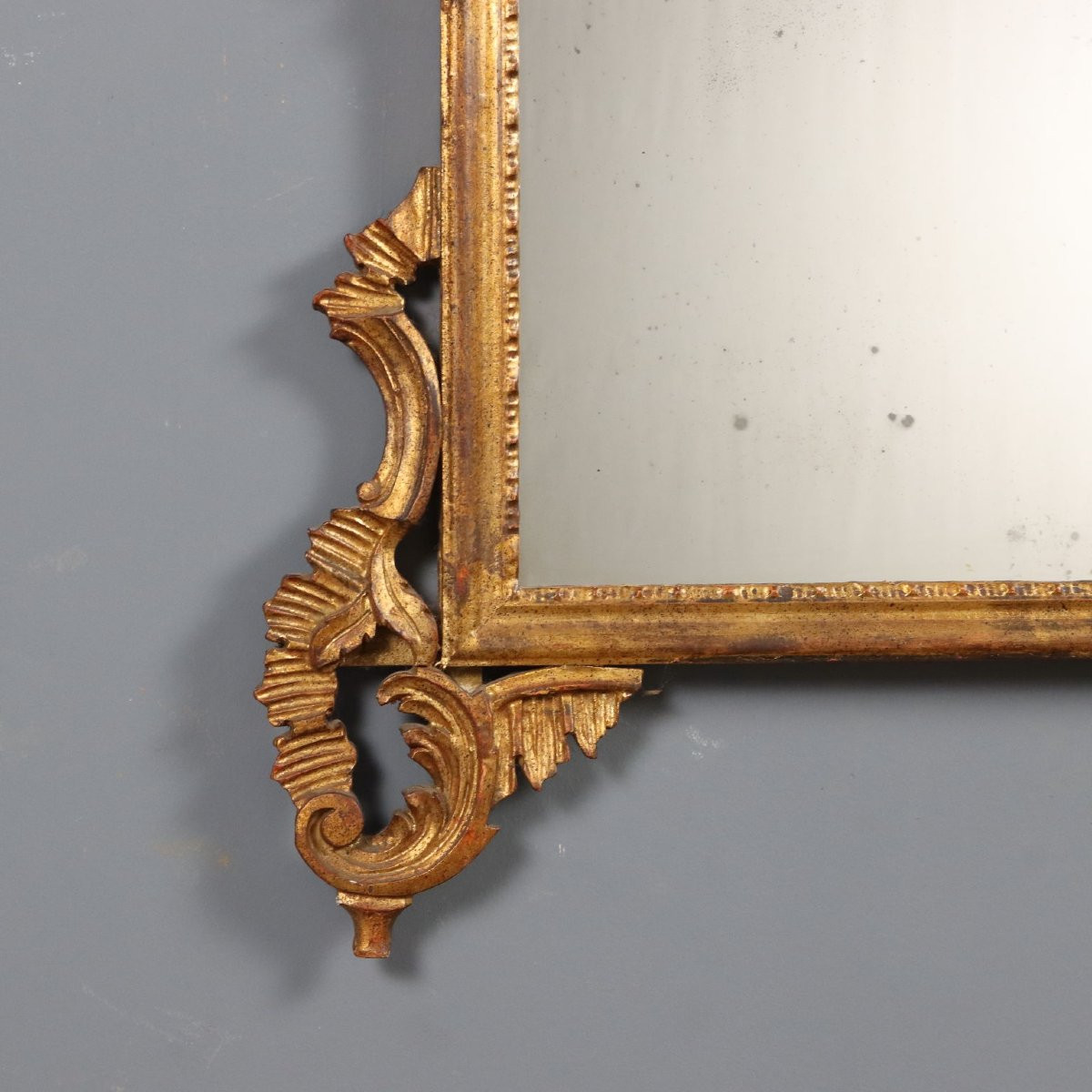 Miroir Ancien Bois Sculpté Doré Italie XXe Siècle-photo-3