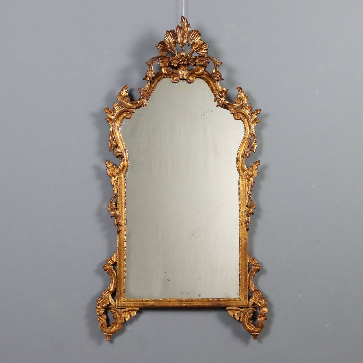 Miroir Ancien Bois Sculpté Doré Italie XXe Siècle