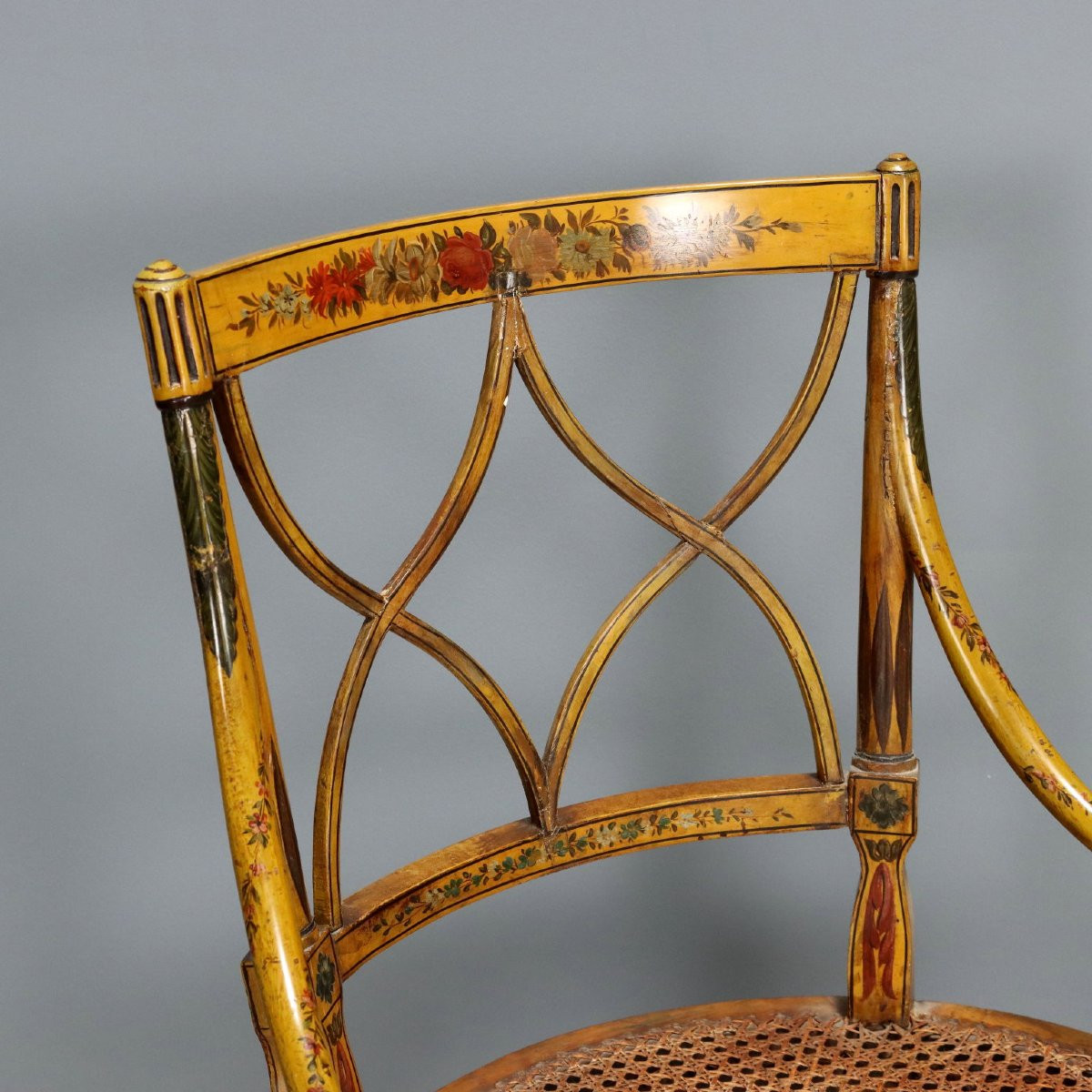 Antique Armchairs Lacquered Walnut Italy XIX Century-photo-3