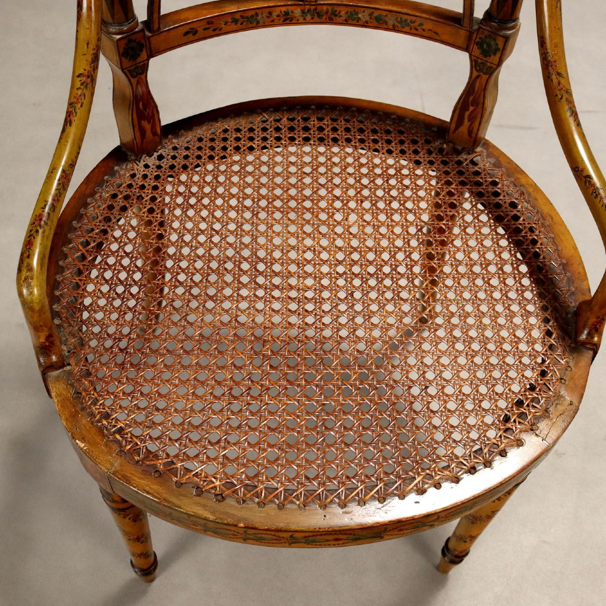 Antique Armchairs Lacquered Walnut Italy XIX Century-photo-4