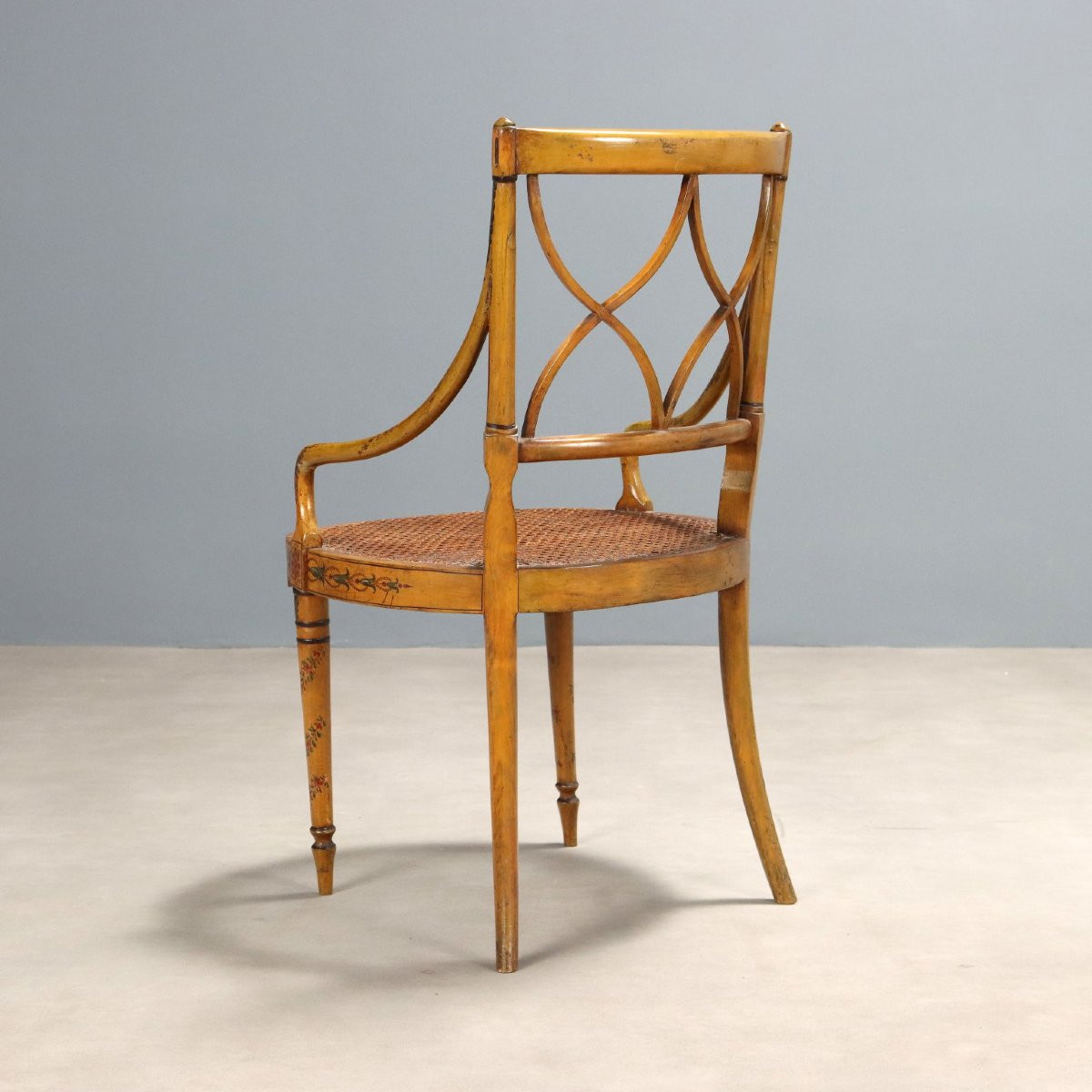 Antique Armchairs Lacquered Walnut Italy XIX Century-photo-8