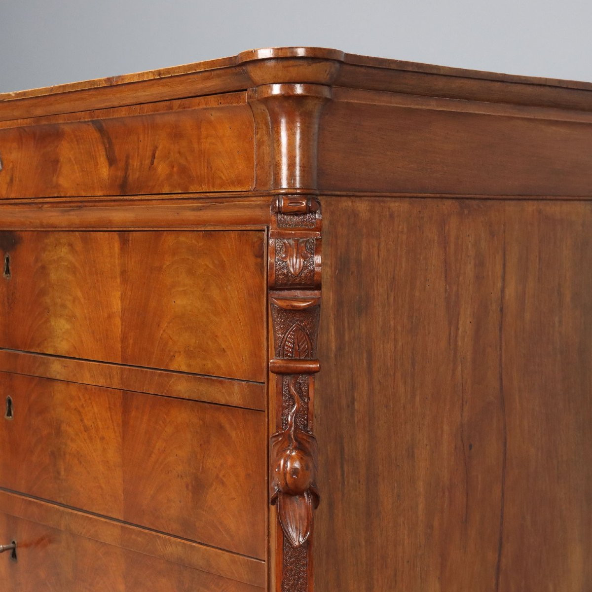 Commode Charles X Ancienne Acajou 7 Tiroirs Italie XIXe Siècle-photo-3