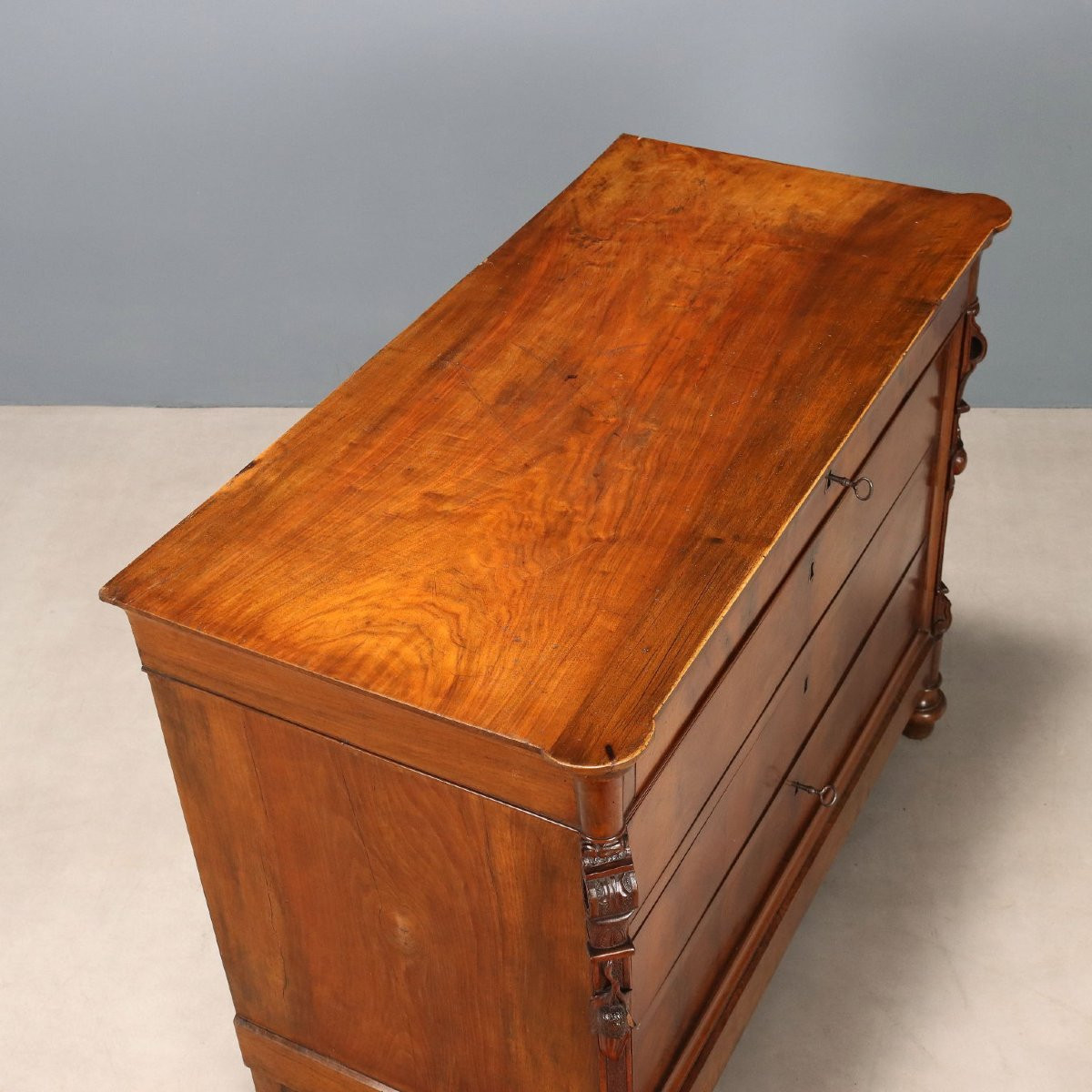 Commode Charles X Ancienne Acajou 7 Tiroirs Italie XIXe Siècle-photo-4