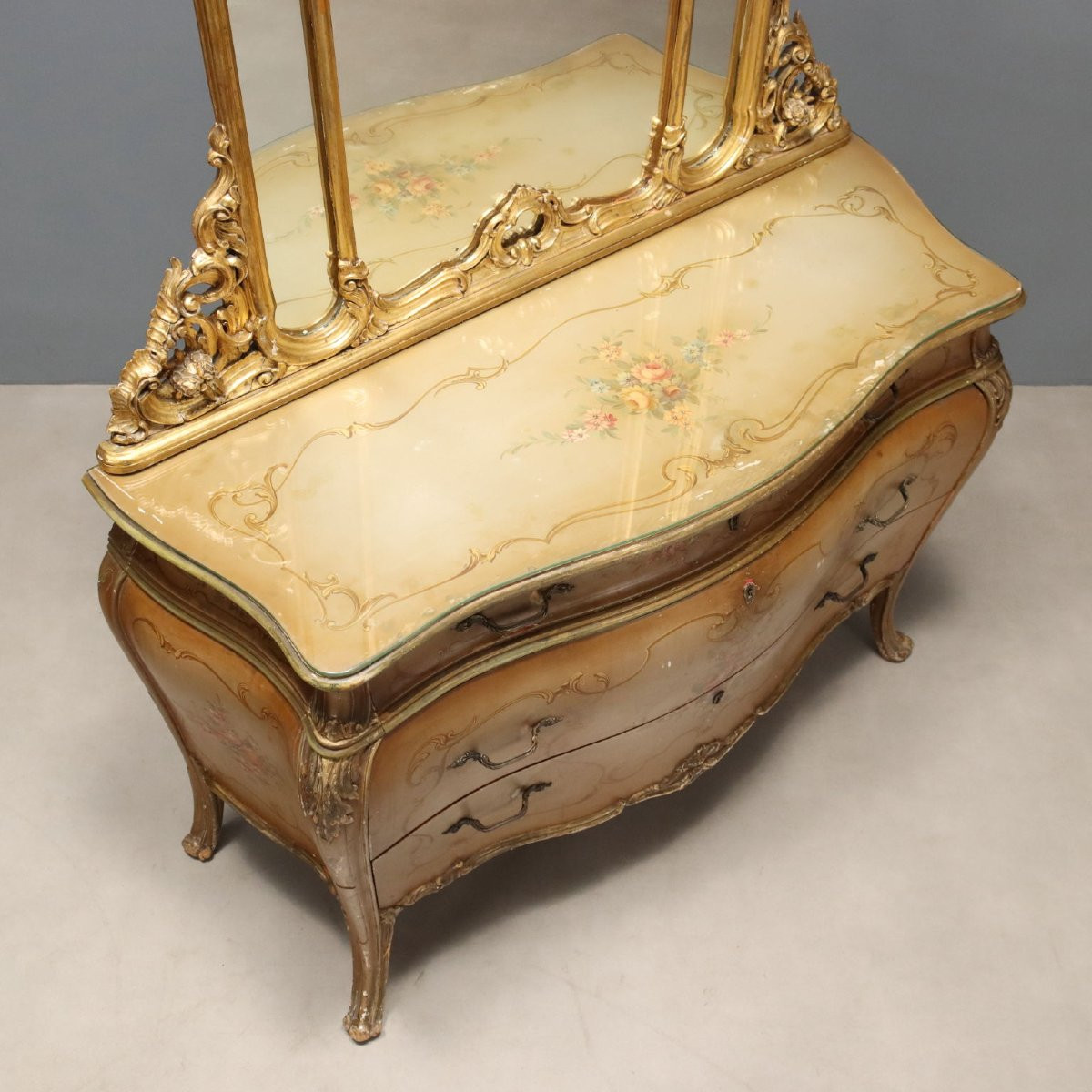 Commode Ancienne Style Baroque Vénitien Bois du XXe Siècle-photo-5