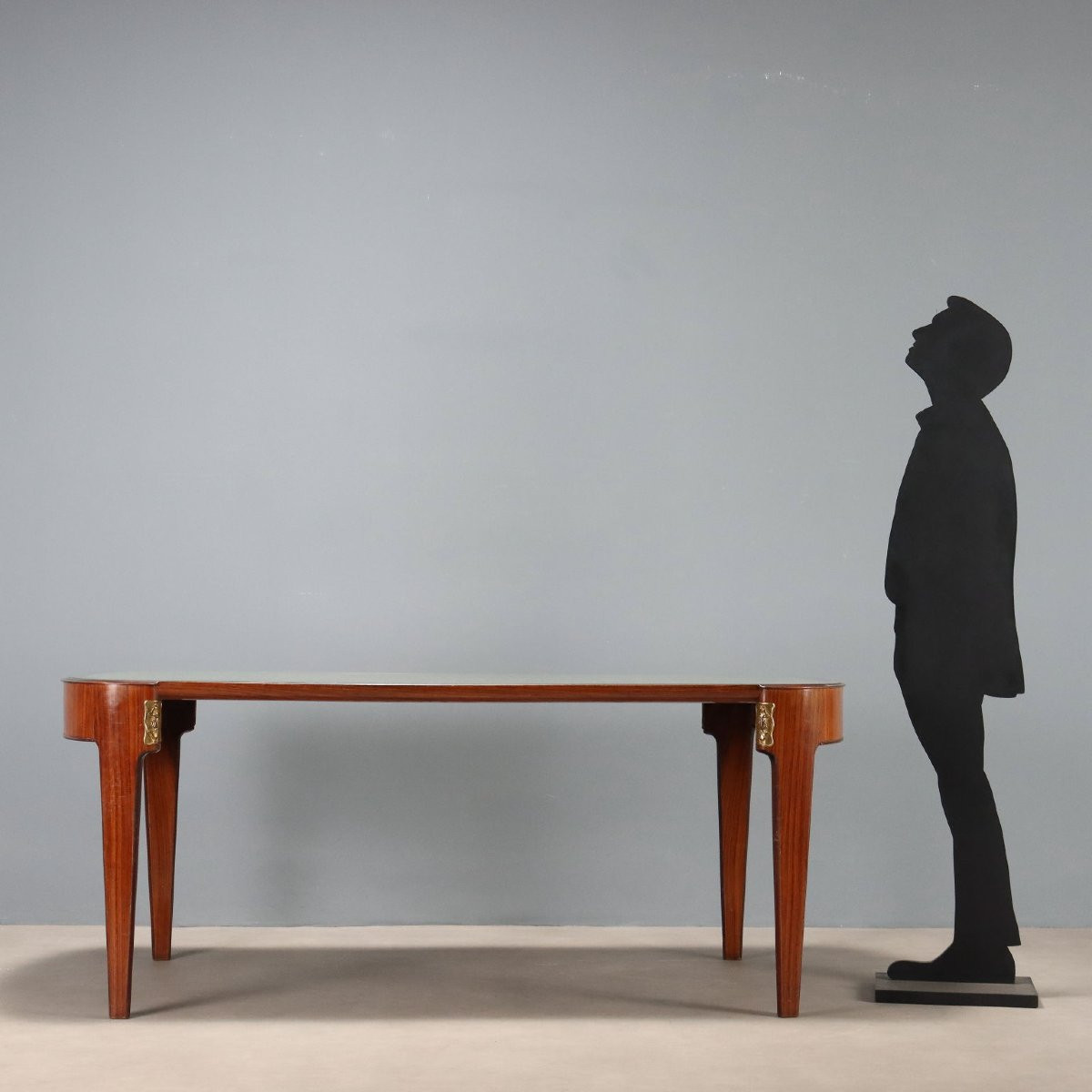 Vintage Dining Table Mahogany Veneer Design Italy 1950s-photo-2