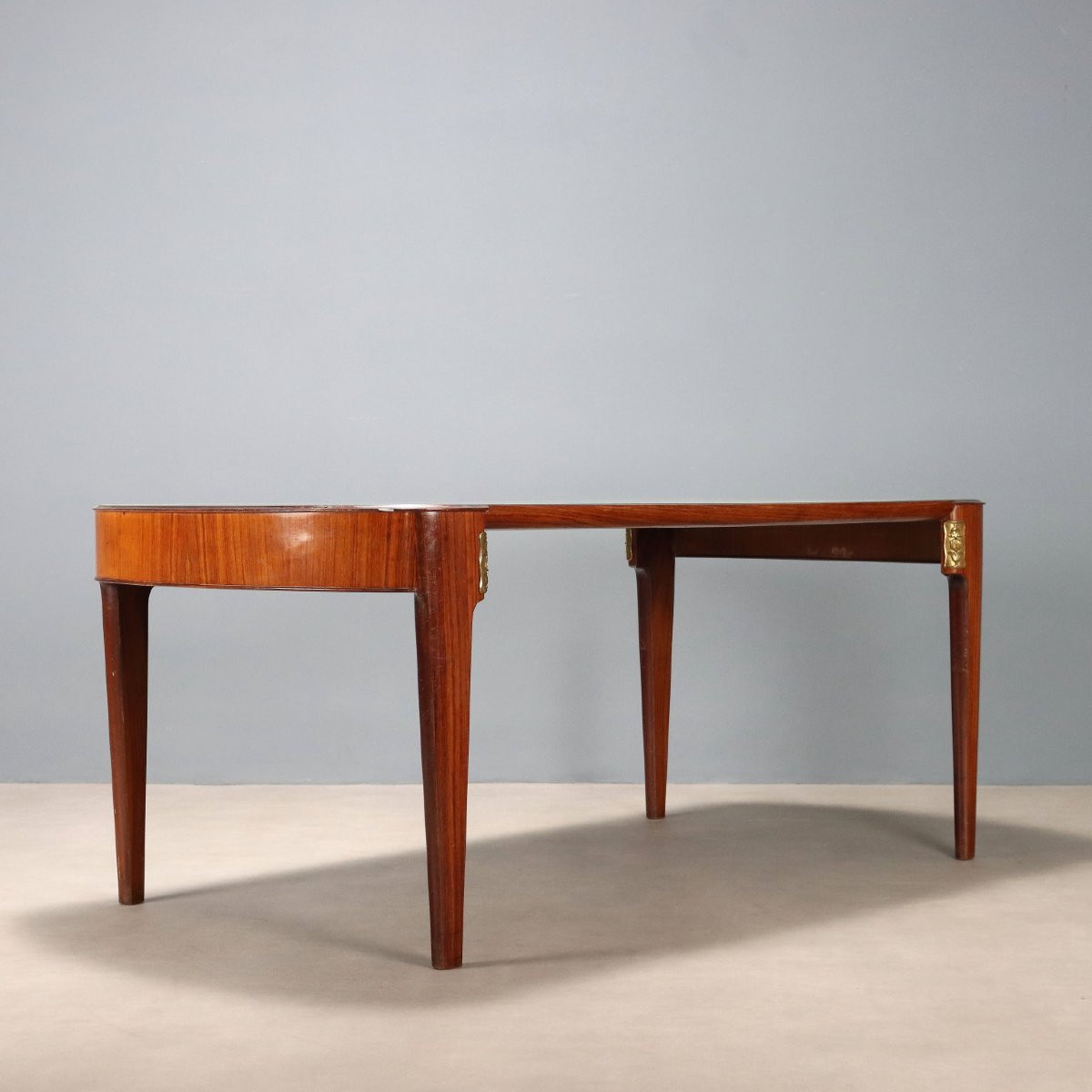 Vintage Dining Table Mahogany Veneer Design Italy 1950s-photo-5