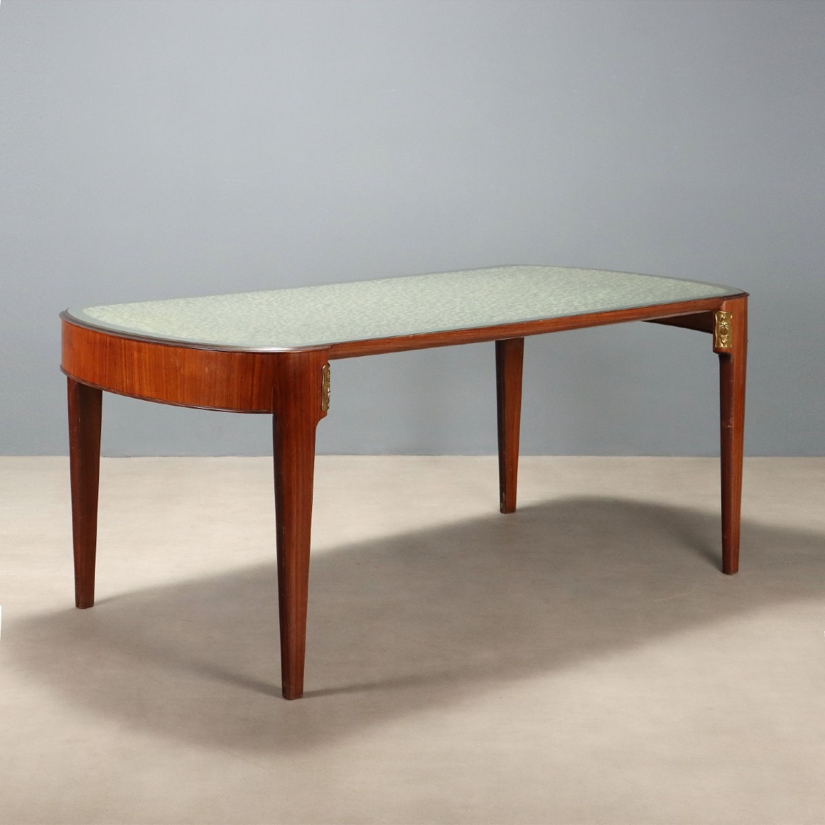 Vintage Dining Table Mahogany Veneer Design Italy 1950s