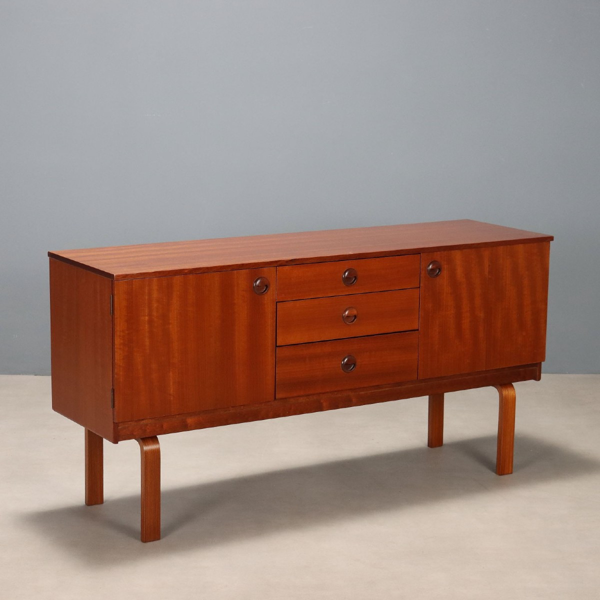 Vintage Sideboard Teak Doors Drawers Northern Europe 1960s