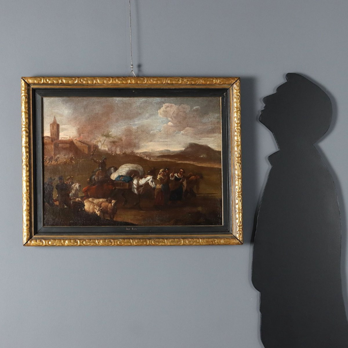 L'Évasion de la Ville Assiégée Tableau Ancien du XVIIe Siècle-photo-2