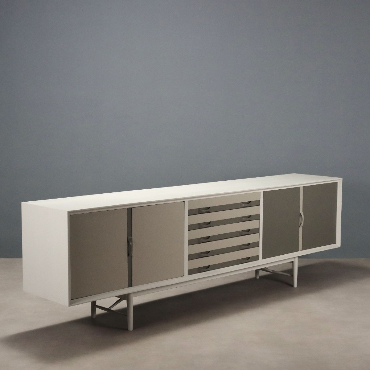 Buffet Prisma Collection Vintage Design Teck Peint Années 1960