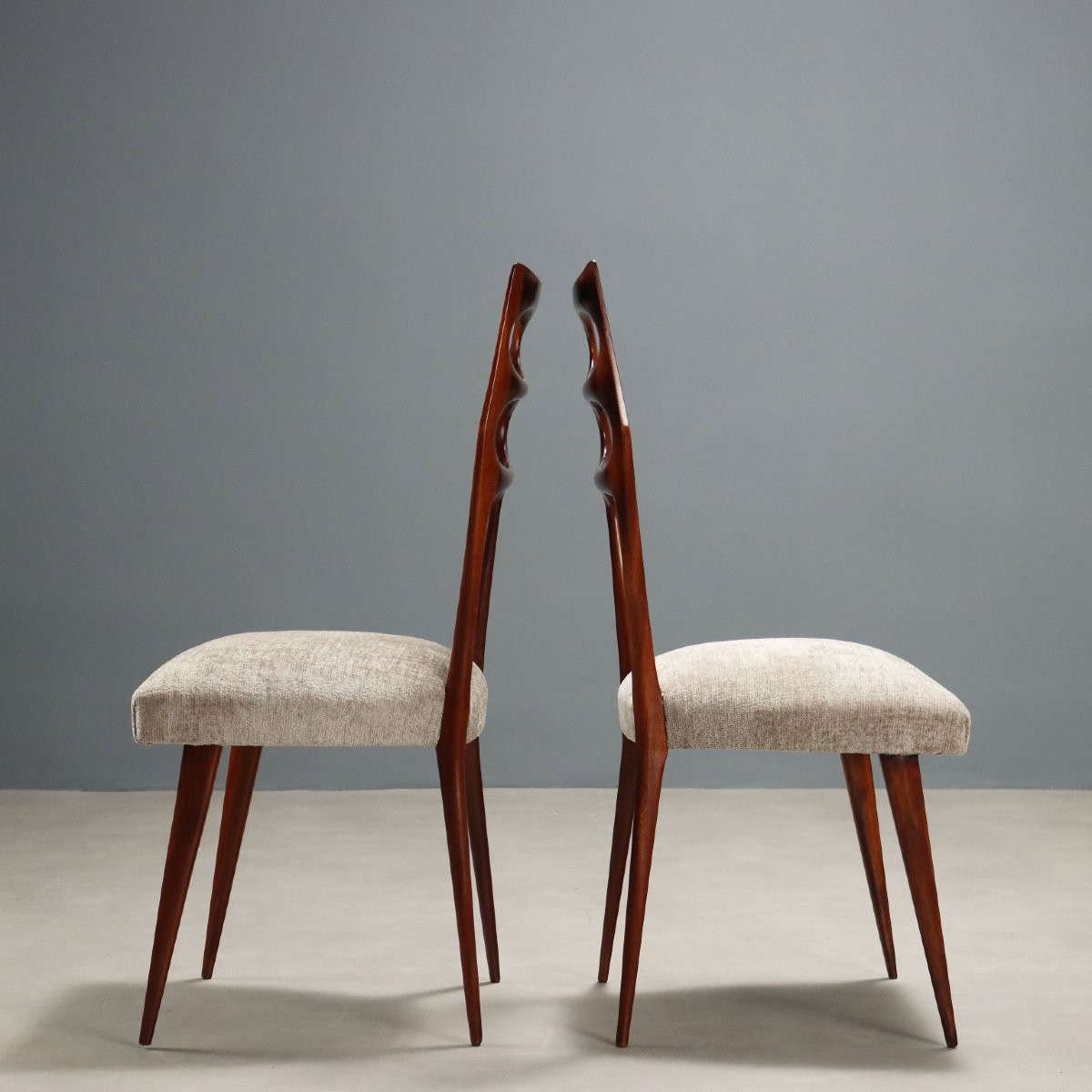 Vintage Chairs Beech Fabric Design Italy 1950s Restored-photo-3