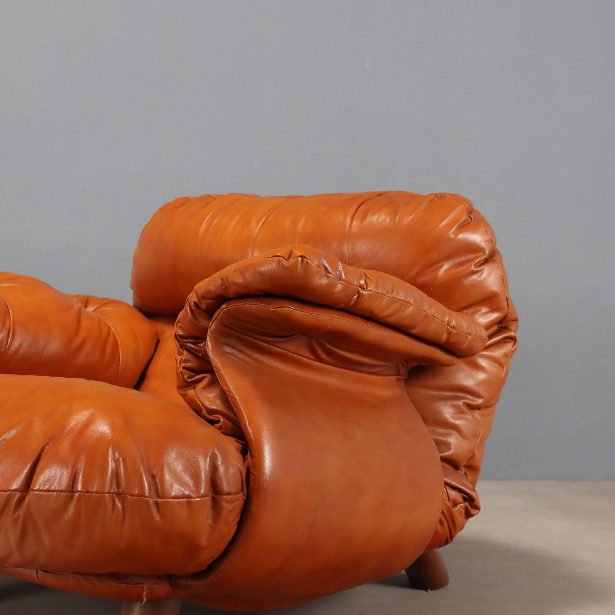 Fauteuils Insa Vintage Cuir Bois Design E. Cobianchi Années 1970-photo-2