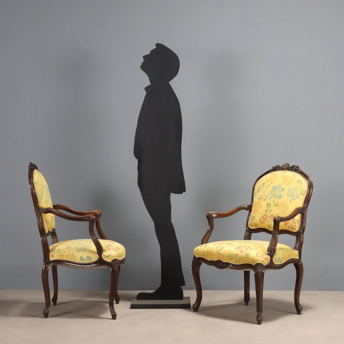 Four Baroque-style Walnut Armchairs Italy Late 19th Century-photo-2