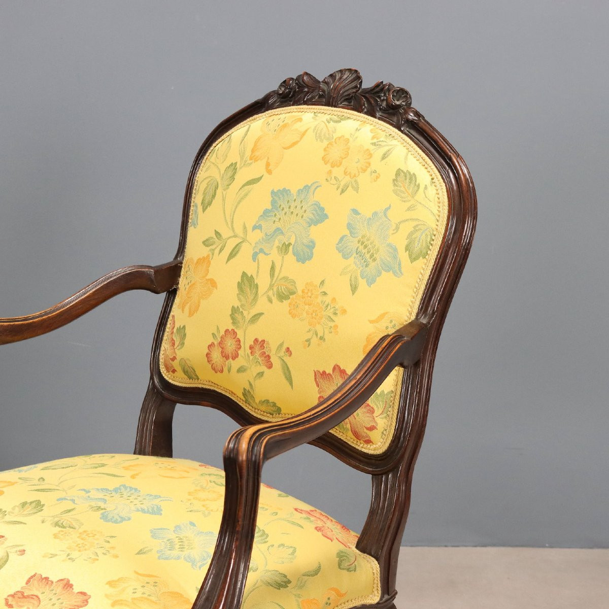 Four Baroque-style Walnut Armchairs Italy Late 19th Century-photo-4