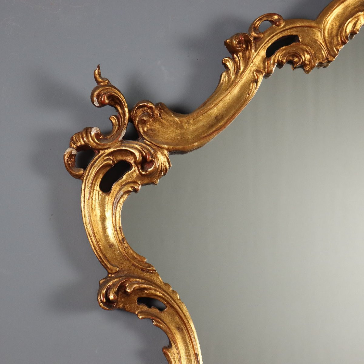 Antique Mirror Baroque Style Carved Wood XX Century-photo-4
