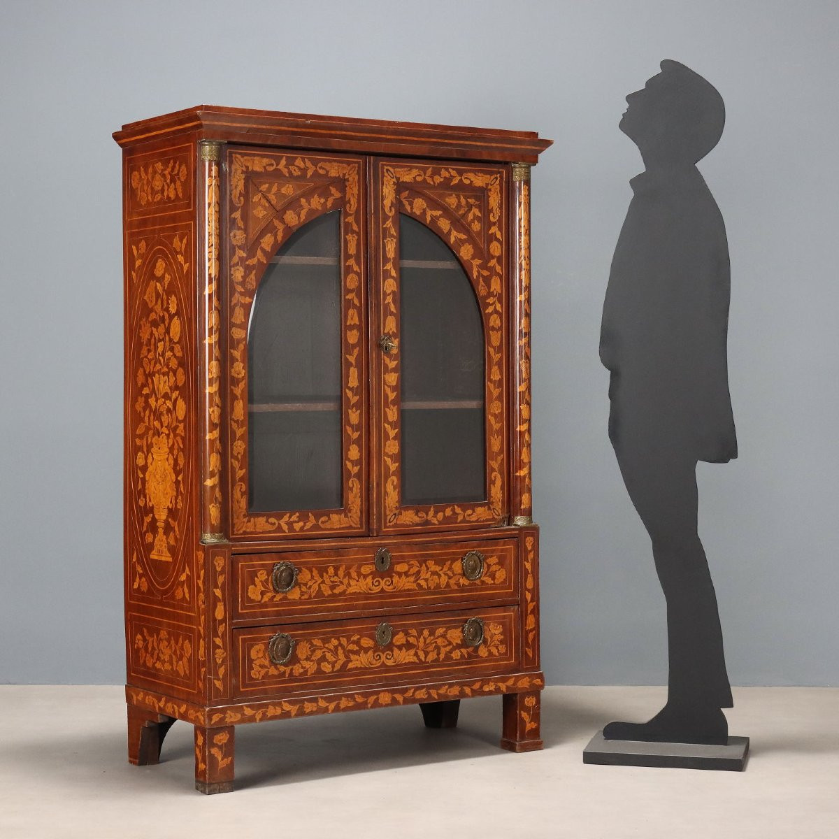 Bibliothèque Ancienne Érable Acajou Pays-Bas XIXe Siècle-photo-2