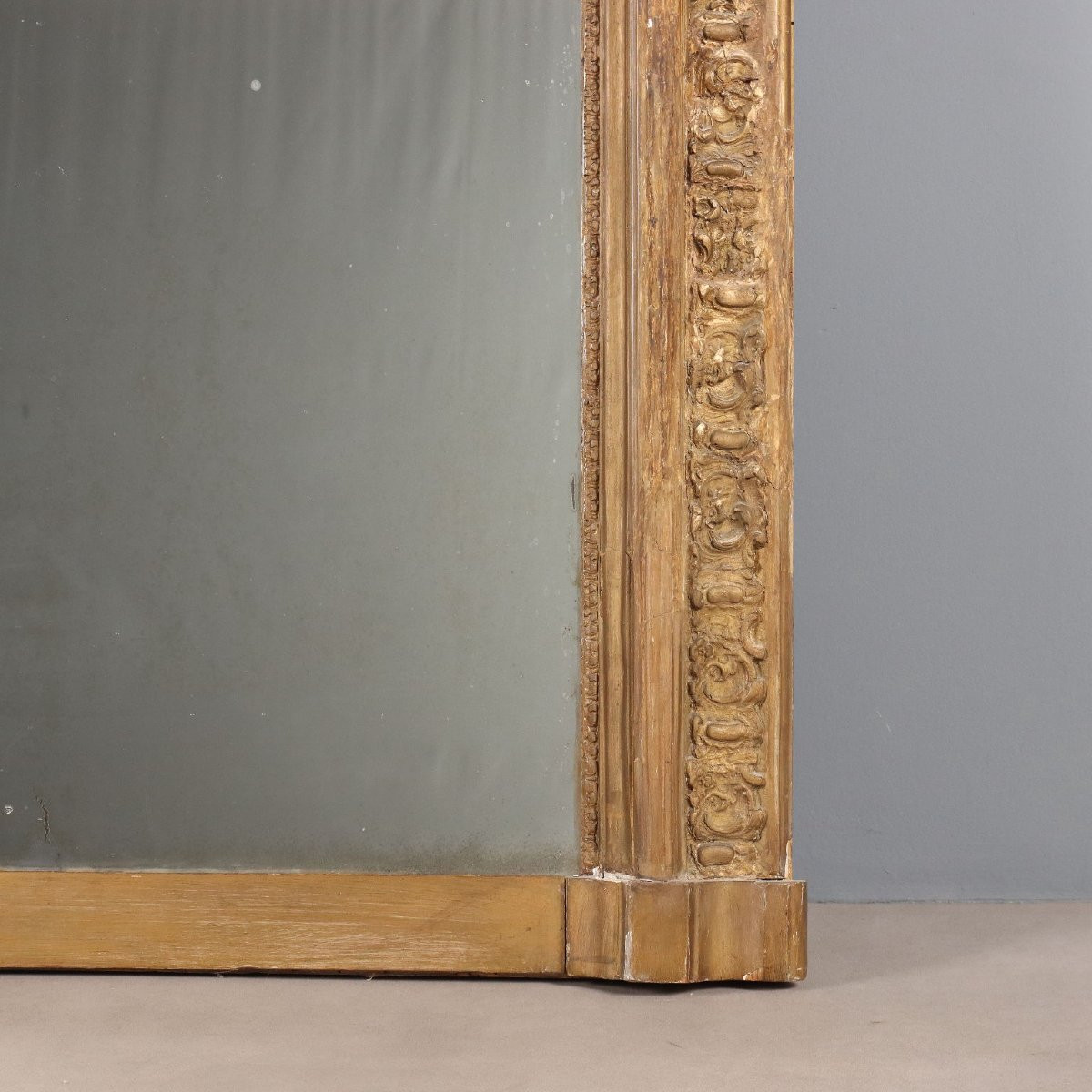 Antique Mirror Carved Gilded Wood Italy XIX Century-photo-2