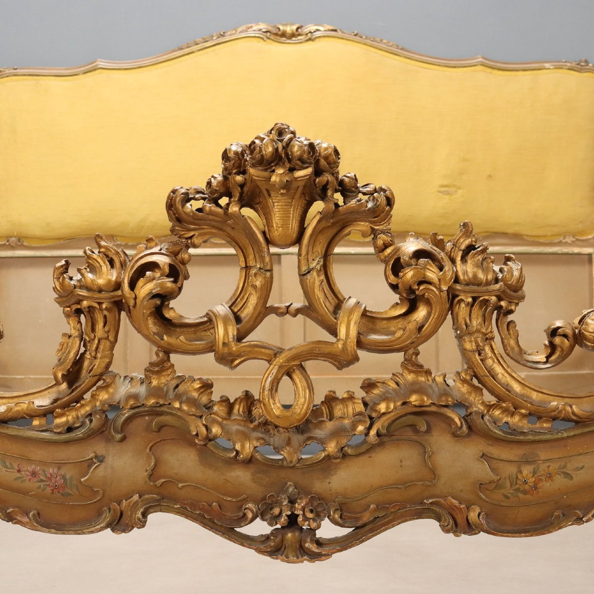 Antique Bed Carved Gilded Wood Italy XX Century-photo-3