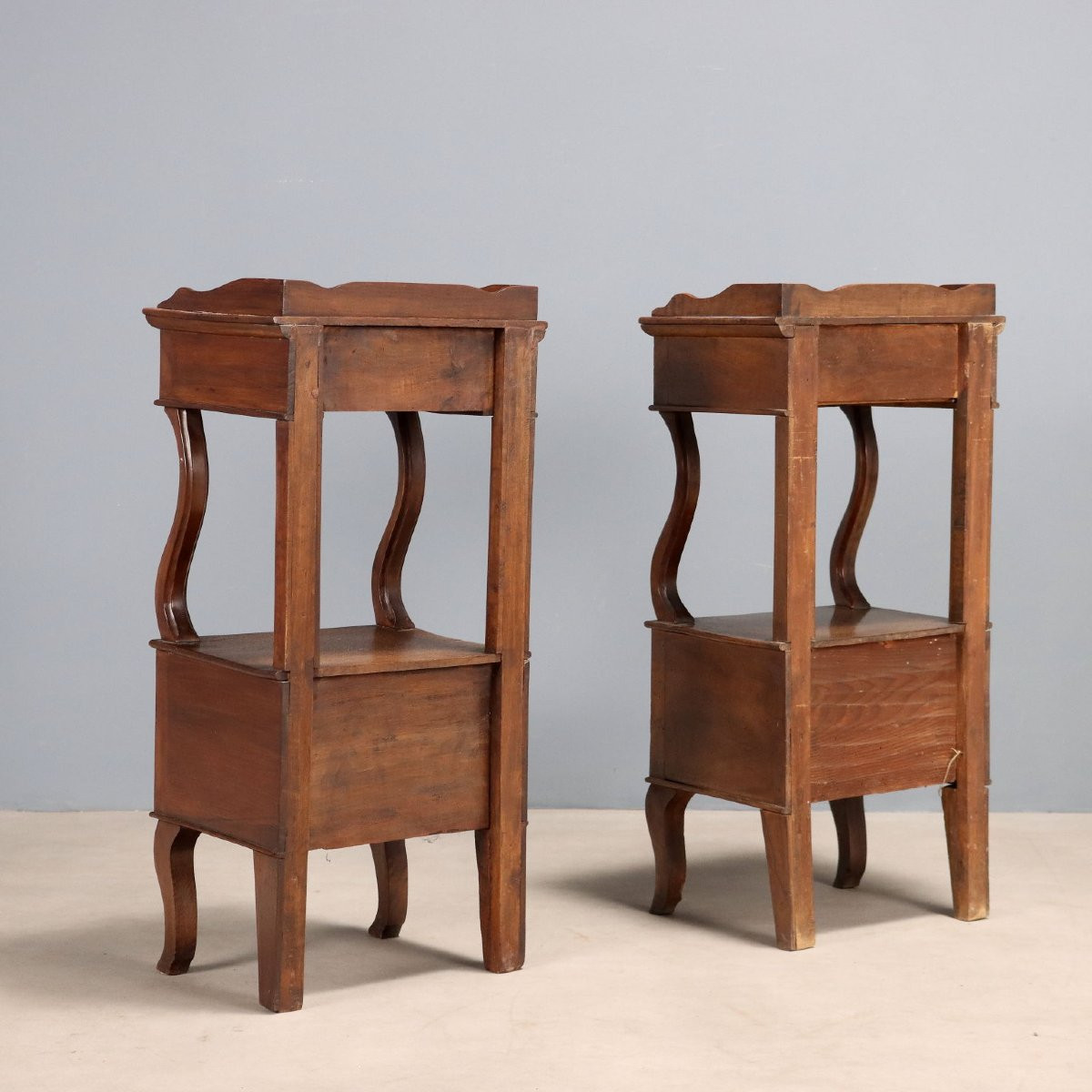 Pair Of Walnut Bedside Tables Italy Mid-19th Century-photo-7