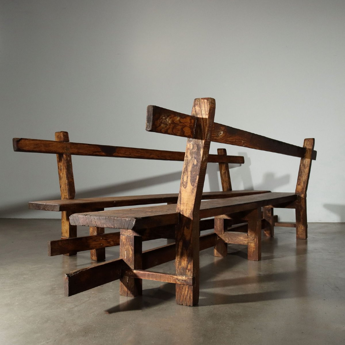 Antique Benches Chestnut Conservative Restoration Italy XX Century -photo-5