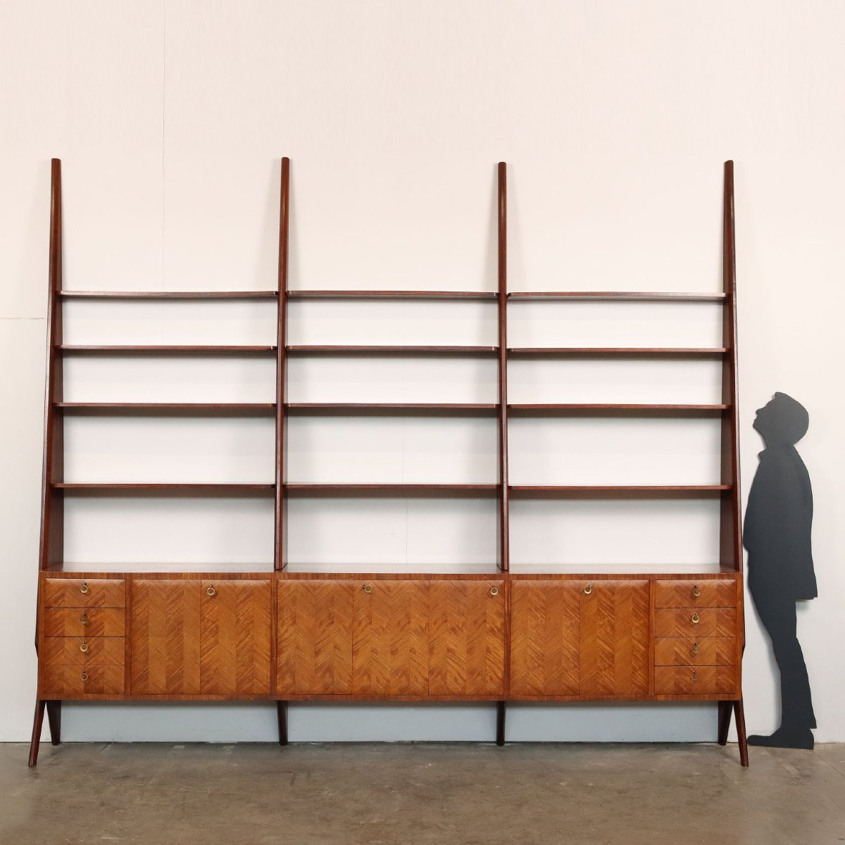 Bibliothèque Vintage Plaquée en Bois Exotiques Design Années 60-photo-3