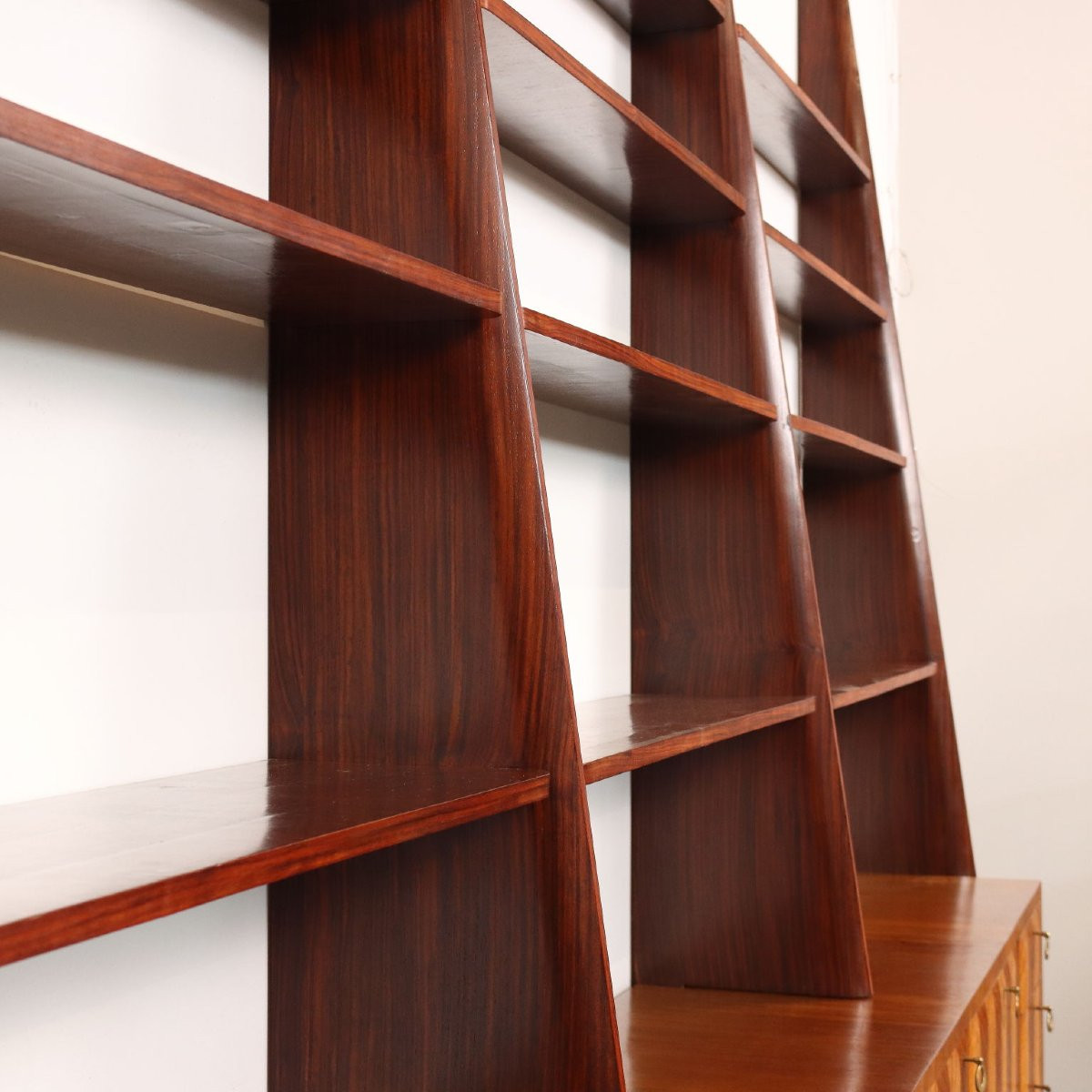 Bibliothèque Vintage Plaquée en Bois Exotiques Design Années 60-photo-4