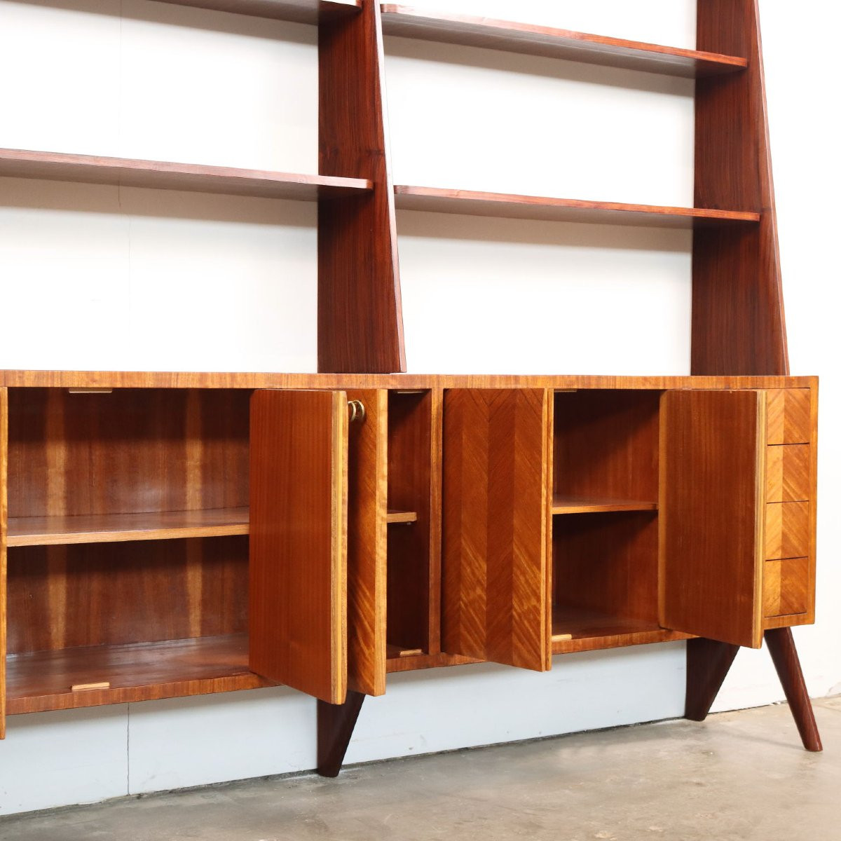 Bibliothèque Vintage Plaquée en Bois Exotiques Design Années 60-photo-3