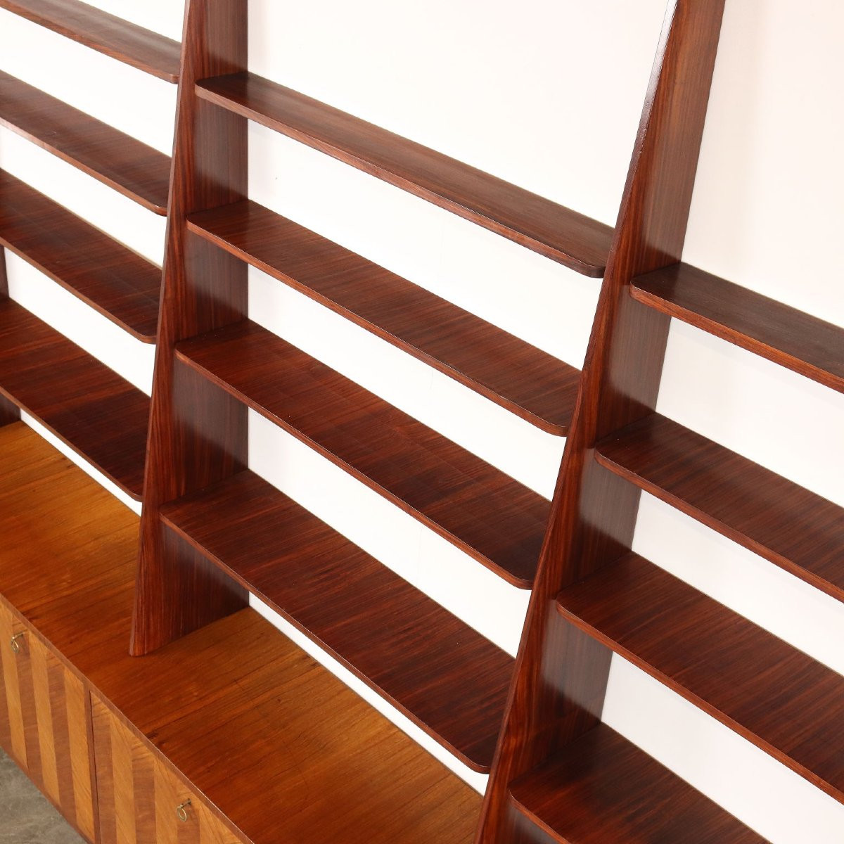 Bibliothèque Vintage Plaquée en Bois Exotiques Design Années 60-photo-7