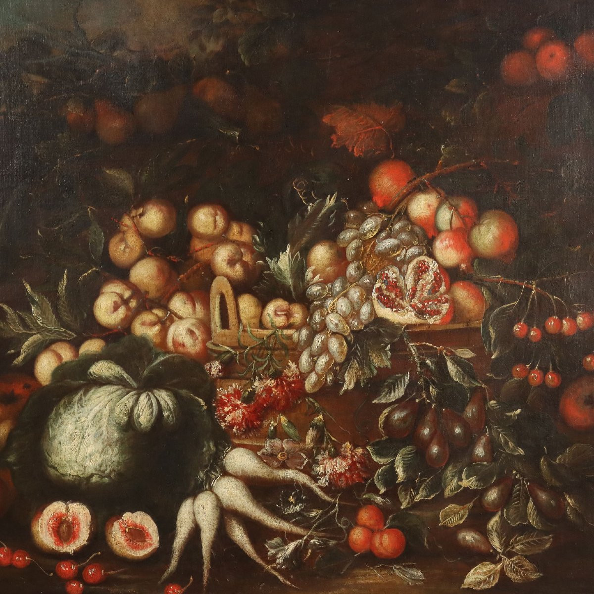 Tableau Ancien Nature Morte aux Fruits Huile sur Toile XVIIIe Siècle-photo-3