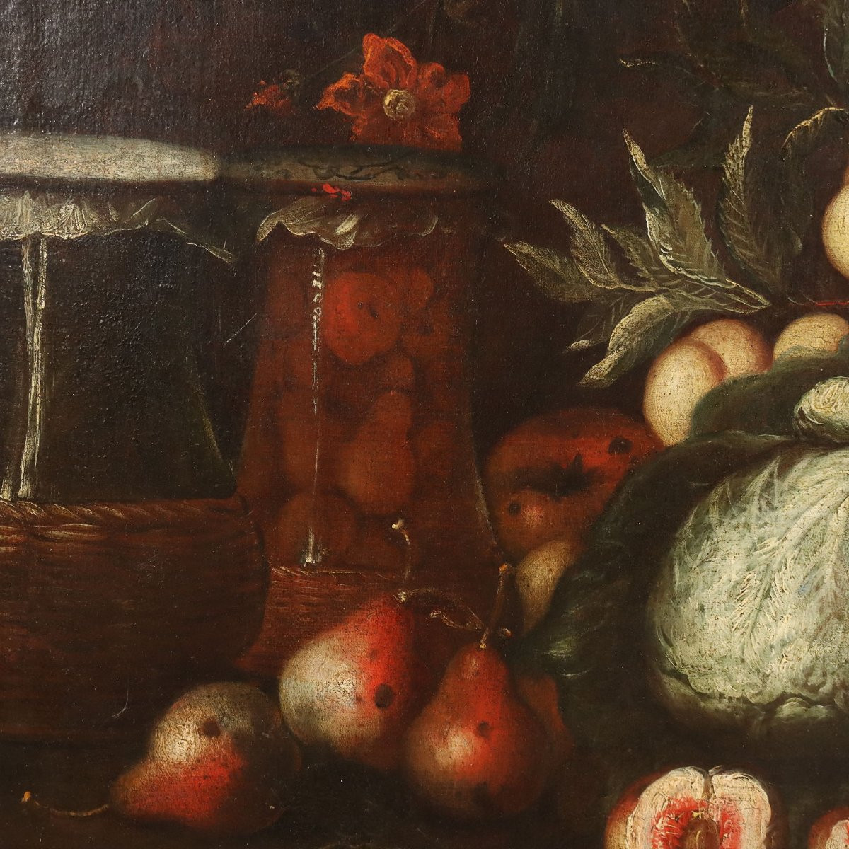 Tableau Ancien Nature Morte aux Fruits Huile sur Toile XVIIIe Siècle-photo-2