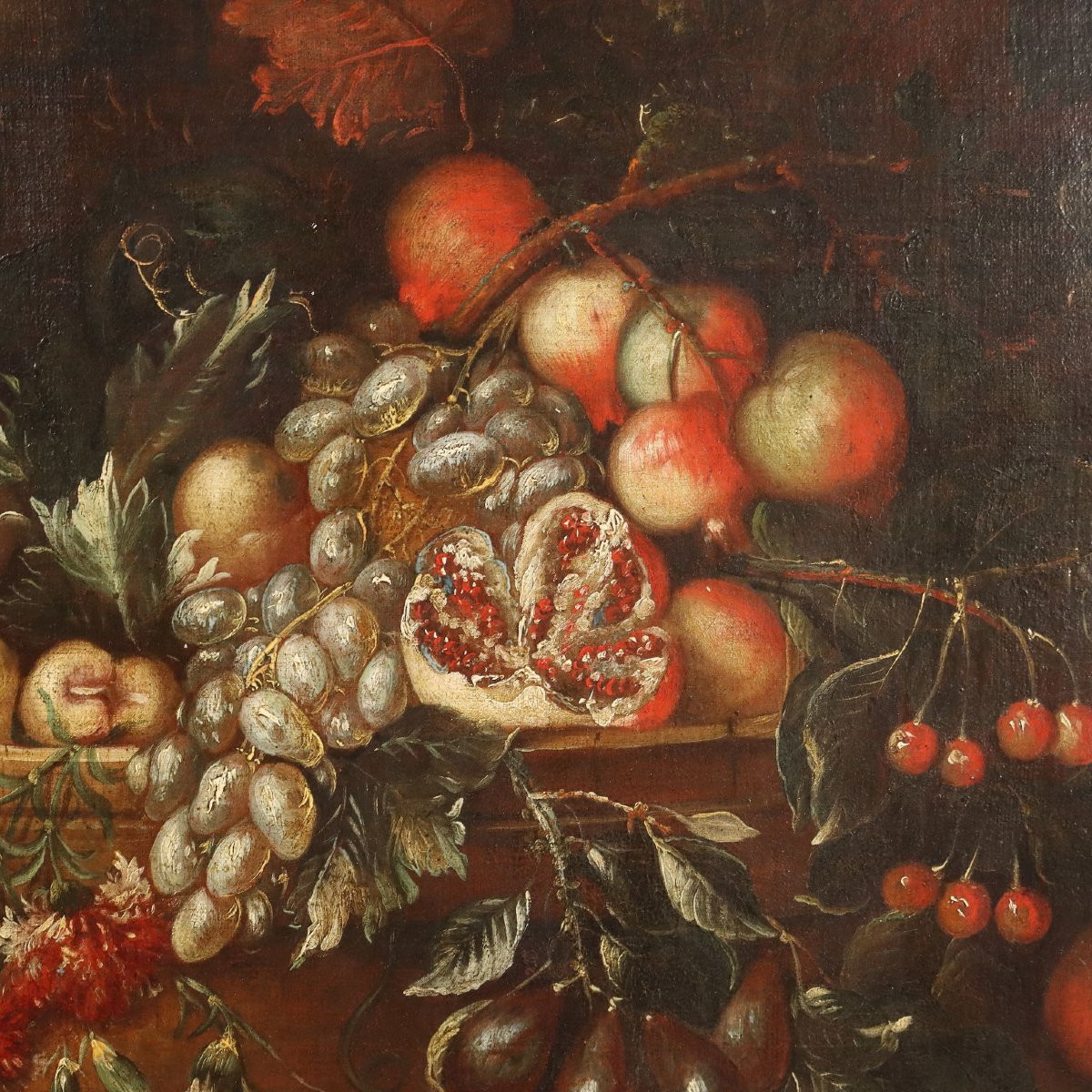 Tableau Ancien Nature Morte aux Fruits Huile sur Toile XVIIIe Siècle-photo-3