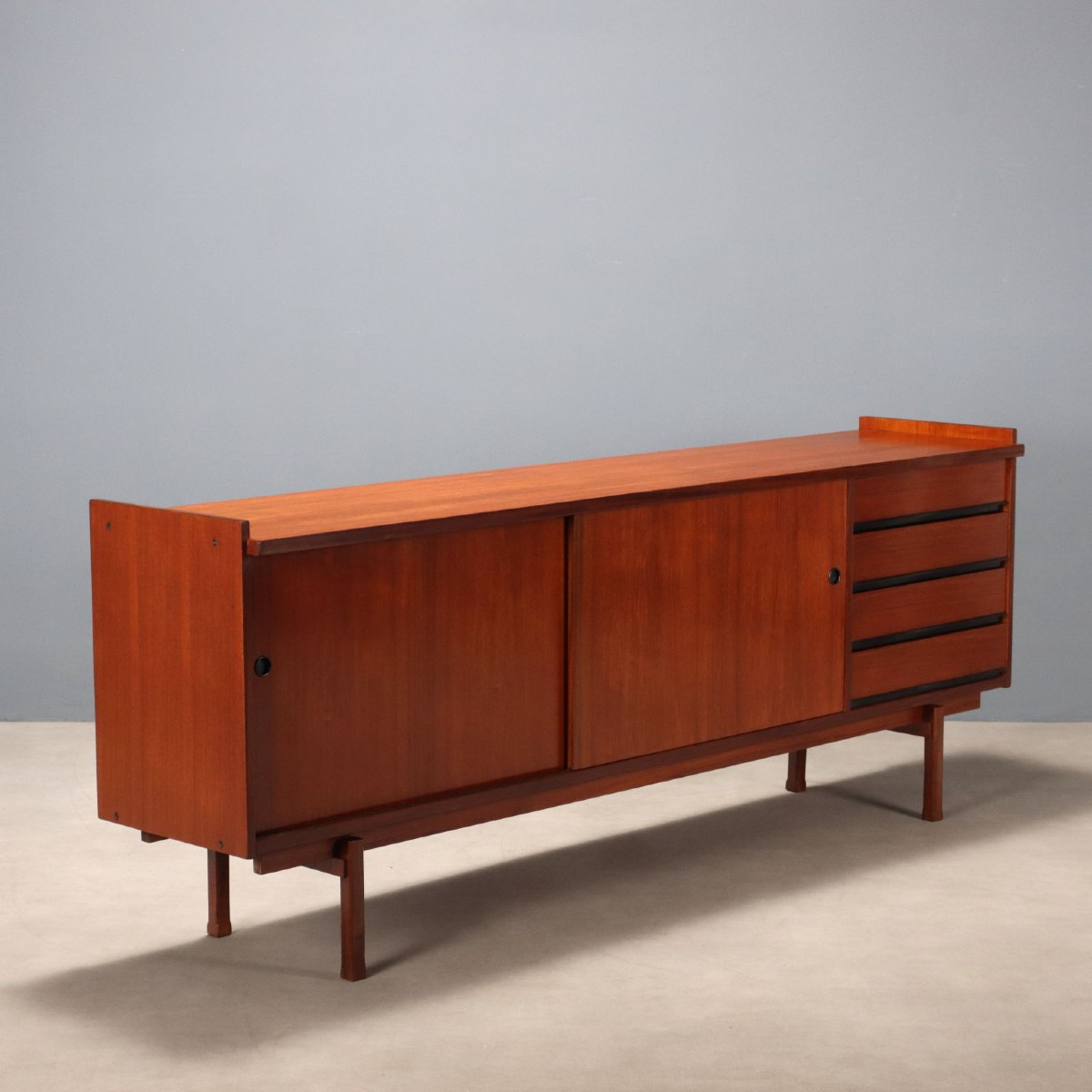 Vintage Sideboard Teak 4 Drawers Design 1960s Restored