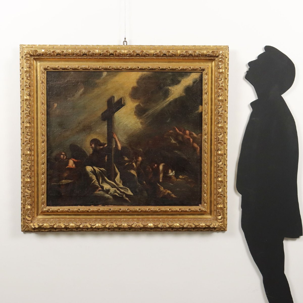 Tableau Ancien Sujét Sacré Huile sur Toile XVIIe Siècle-photo-2